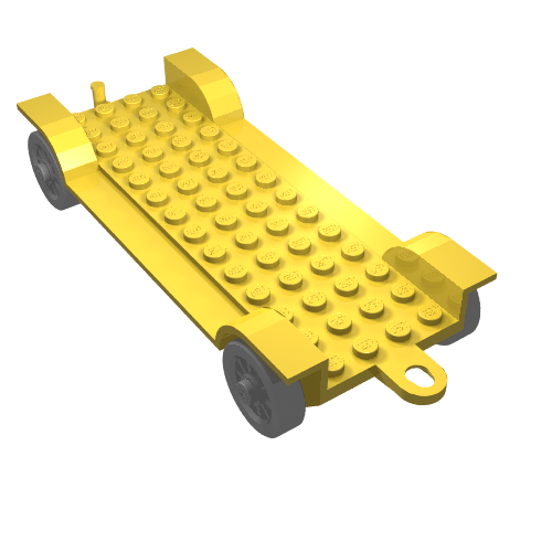 Lego Fabuland, Vehicle Base, Car Chassis 14 x 6.5 with Tow-Hook and Light-Gray Wheels / Yellow