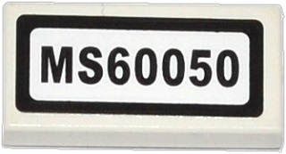 Lego Tile 1 x 2 with 'MS60050' Pattern (Sticker) - Set 60050 / White