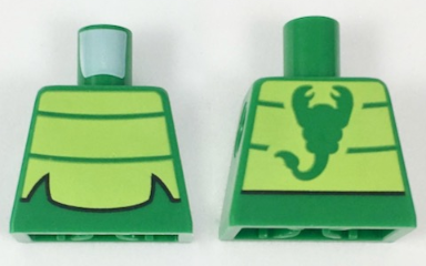 Lego Torso Lime Chest Panel with 2 Thin Stripes Pattern (Scorpion) / Green