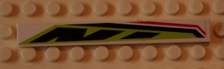 Lego Tile 1 x 8 with Long Black and Red Lines on Lime Background Pattern Model Right Side (Sticker) - Set 8897