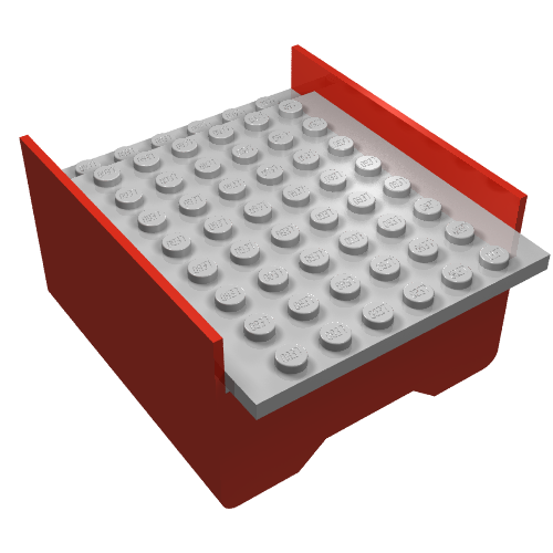 Lego Boat Hull Section, Middle 6 x 8 x 3 1/3 with Light Gray Deck / Red