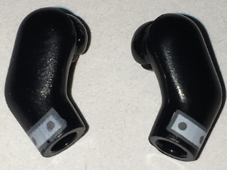 Lego Arm, (Matching Left and Right) Pair with White Cuffs Pattern / Black