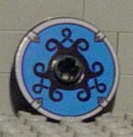 Lego Technic, Disk 3 x 3 with Blue Viking Shield with Black Celtic Knots Pattern (Sticker) - Gear G577 / Black