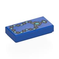 Lego Tile 1 x 2 with Silver Necklace, Bright Light Jewels Print