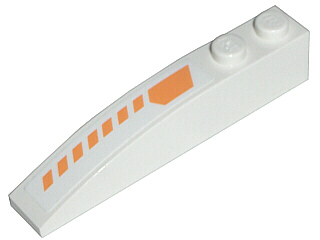 Lego Slope, Curved 6 x 1 with 2 Studs with Orange Stripes Pattern Model Left (Sticker) - Set 7699