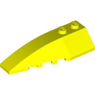 Lego Brick Wedged, Curved 6 x 2 Left, Inner Ridges / Vibrant Yellow