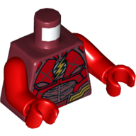 Lego Torso Armor with Red Plates and Gold Detailing, Gold Lightning Bolt (Flash Logo) Print, Red Arms and Hands