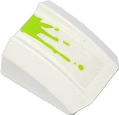 Lego Slope, Curved 2 x 2 Lip with Lime Splatters Pattern Model Right Side (Sticker) - Set 70707 / White