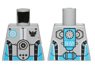 Lego Torso Galaxy Squad Robot with Dark Azure and Black Piping Pattern / Light Bluish Gray