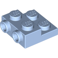 Lego Plate Special 2 x 2 x 2/3 with Two Studs On Side and Two Raised [Solid Anti-stud] / Bright Light Blue