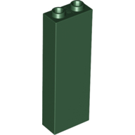 Lego Brick 1 x 2 x 5 with Blocked Open Studs and Bottom Stud Holder with Asymmetric Ridges / Dark Green