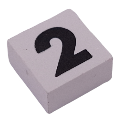 Lego Modulex Tile 2 x 2 with Black '2' Print, Black Internal Lining, No Dot