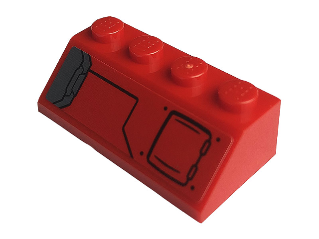 Lego Slope 45 2 x 4 with Red Hatch and Gray Vents Pattern Model Left Side (Sticker) - Set 76150