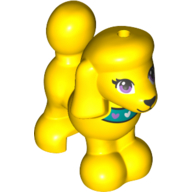 Lego Animal, Dog, Poodle with Purple Bow, Blue Eyes, Black Nose and Mouth Print