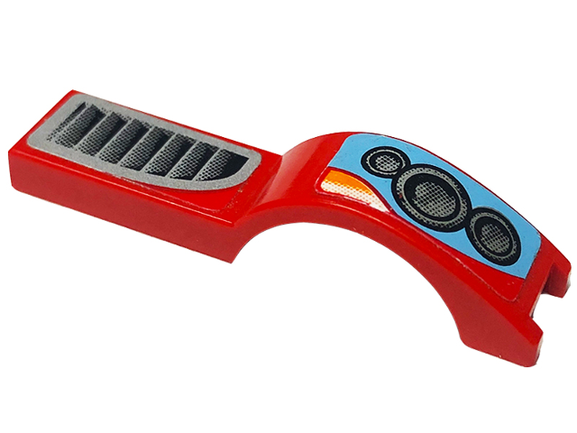 Lego Vehicle, Mudguard 1 x 4 1/2 with Triple Headlights and Vent Grille Pattern Model Right Side (Stickers) - Set 8656