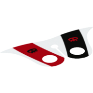Lego Neckwear Cape Collar, Pointed with Black and Red Stripe, Black and Red Skull / White