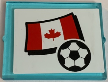 Lego Glass for Window 1 x 4 x 3 with Flag of Canada and Soccer Ball on White Background Pattern (Sticker) - Set 3411