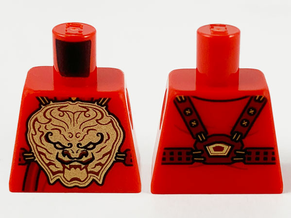 Lego Torso Tunic with Large Gold Lion Breastplate Pattern / Red