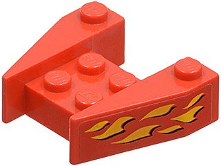 Lego Wedge 3 1/2 x 4 without Stud Notches with Flames Pattern on Both Sides (Stickers) - Set 6589