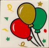 Lego Tile 2 x 2 with Confetti and Balloons Left Side Pattern / White