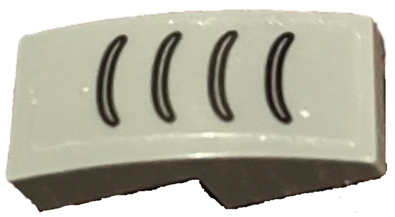 Lego Slope, Curved 2 x 1 x 2/3 Inverted with Black Grille Lines Pattern (Sticker) - Set 76190