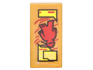 Lego Tile 1 x 2 with Trainer Card with Red Falling Minifigure and Yellow Text Boxes Pattern (Sticker) - Set 70620