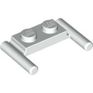 Lego Plate Special 1 x 2 with Handles [Flat Ends / Low Attachment] / White
