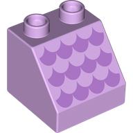 Lego Duplo Brick 2 x 2 Slope 45° with Medium Lavender Scallops Print / Lavender