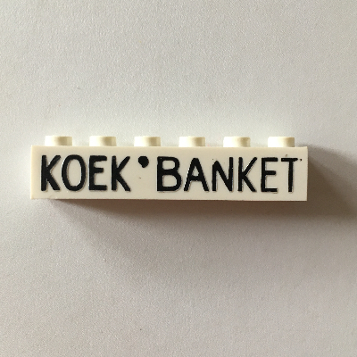 Lego Brick 1 x 6 with 'KOEK' 'BANKET' Thick Black Print