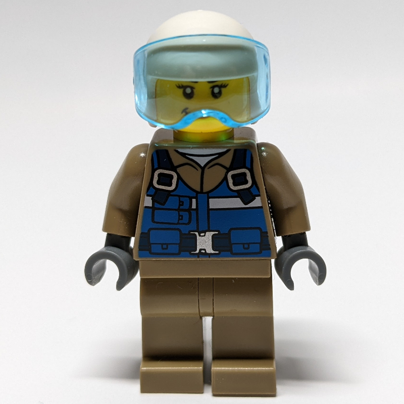 Lego Woman, Pilot, Blue Vest, White Helmet