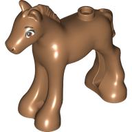 Lego Animal, Horse / Foal, with Brown Eyes, White Pupils and Black Eyelashes Print / Medium Nougat