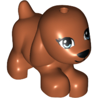 Lego Animal, Dog, Small Walking with Blue Eyes and Black Nose and Mouth Print / Dark Orange