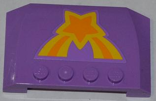 Lego Wedge 4 x 6 x 2/3 Triple Curved with Orange and Yellow Shooting Star Pattern (Sticker) - Set 3183