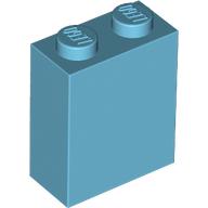 Lego Brick 1 x 2 x 2 with Inside Stud Holder / Medium Azure