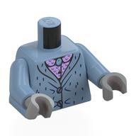Lego Torso, Coat, Buttons, Dark Blue Fur, Lavender Shirt Print, Sand Blue Arms, Light Bluish Gray Hands