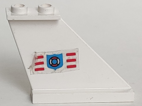 Lego Tail 4 x 1 x 3 with Coast Guard Logo Pattern Model Right Side (Sticker) - Set 6353 / White