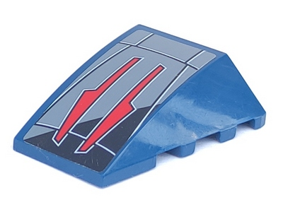 Lego Wedge 4 x 4 Triple Curved No Studs with Two Red Arrows on Dark Bluish Gray and Black Background Pattern (Sticker) - Set 7751