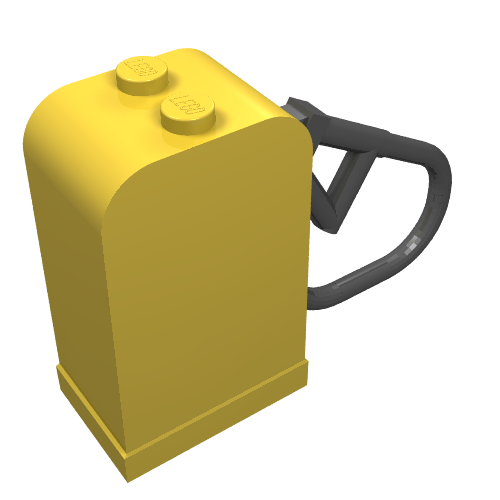 Lego Fabuland, Equipment Fuel / Petrol Pump 2 x 4 x 4, Curved Top with Black Hose [Complete Assembly] / Yellow