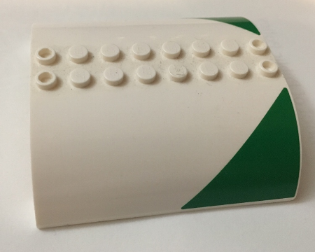 Lego Slope, Curved 8 x 8 x 2 Double with Green Triangle Pattern on Both Sides (Stickers) - Set 60022