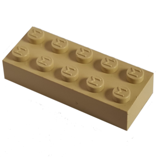 Lego Modulex Brick 2 x 5 with M on Studs / Modulex Buff