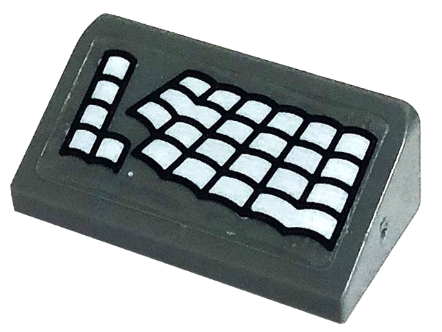 Lego Slope 30 1 x 2 x 2/3 with Spider Web Keyboard with White Buttons Left Half Pattern (Sticker) - Set 76175 / Dark Bluish Gray
