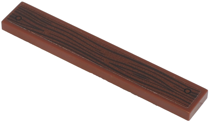 Lego Tile 1 x 6 with Wood Grain and 2 Nails on Reddish Brown Background Pattern (Sticker) - Set 71717