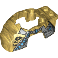 Lego Fairing, Fly Wheel, Gorilla Shape with Silver Scaled Armor Print / Pearl Gold