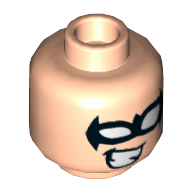 Lego Minifig Head Nightwing, Black Eyemask, Cheesy Smile Print [Hollow Stud] / Light Nougat