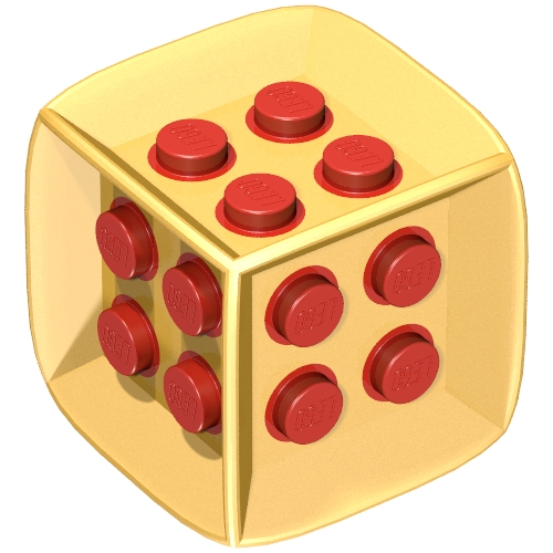 Lego Die - 6 Sided Rubber Frame with Red Centre Studs (Board Games) / Pearl Gold