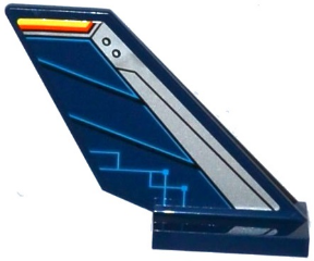 Lego Tail Shuttle with Silver Edge and Dark Blue Rudder with Circuitry Pattern on Right Side (Sticker) - Set 70315 / Dark Blue