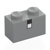 Lego Brick 1 x 2 with Pixelated Black/White Eye print / Light Bluish Gray