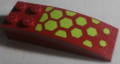 Lego Slope, Curved 6 x 2 with Lime Hexagons Pattern (Sticker) - Set 70703
