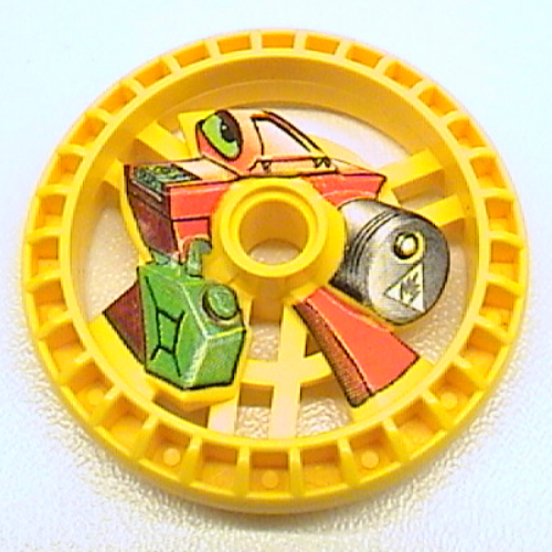 Lego Technic Disc 5 x 5 Notched, Fuel Print / Yellow
