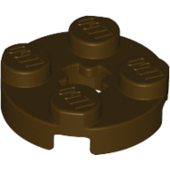 Lego Plate Round 2 x 2 with Axle Hole Type 1 (+ Opening) / Dark Brown